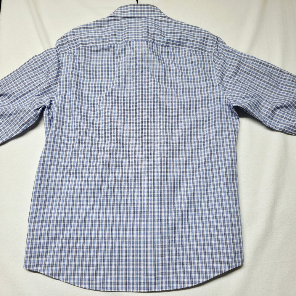 UNTUCKit Button‎ Down Men's Shirt Large Blue White Slim Fit Wrinkle Free Check - Picture 7 of 12
